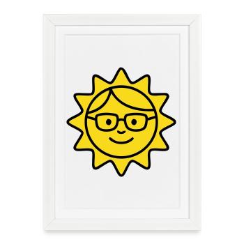 Laughing Sun Glasses Comic - Framed poster (27 × 37 cm) - white - Front
