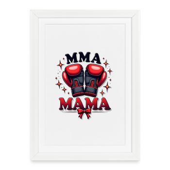 MMA Maman Boxe Boxeuse Puissante Arts Martiaux Mixtes - Affiche encadrée (27 × 37 cm) - blanc - Devant