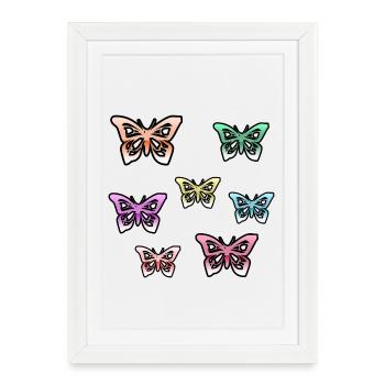Butterflies - Framed poster (27 × 37 cm) - white - Front