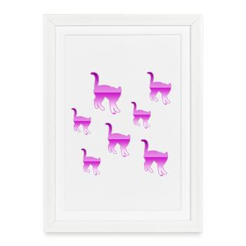 félin - Affiche encadrée (27 × 37 cm) - blanc - Devant