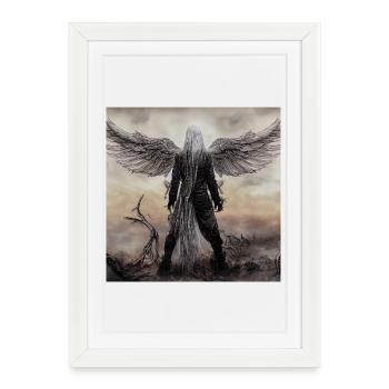 Gardien Ailé dans la Brume - Affiche encadrée (27 × 37 cm) - blanc - Devant