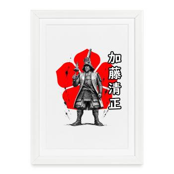 Kato Kiyomasa, daimyo de la période Sengoku, Japon - Affiche encadrée (27 × 37 cm) - blanc - Devant