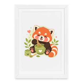 Amour du Matcha Panda Rouge - Affiche encadrée (27 × 37 cm) - blanc - Devant