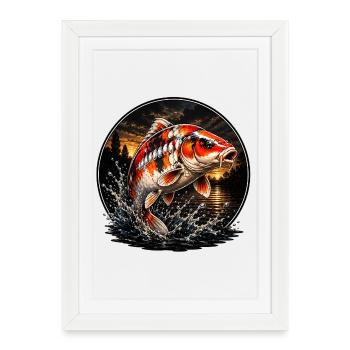 Carpe carpe carpe rouge blanche - Affiche encadrée (27 × 37 cm) - blanc - Devant
