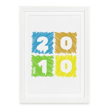 16. Geburtstag Farbige Patches since 07/2010 - Framed poster (27 × 37 cm) - white - Front