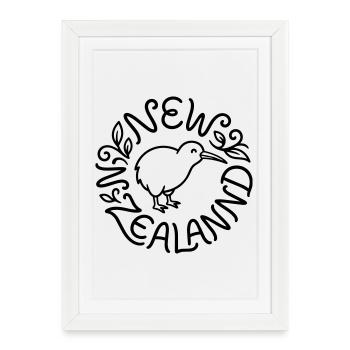 Nouvelle-Zélande - Affiche encadrée (27 × 37 cm) - blanc - Devant