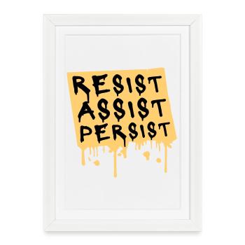 Resist Assist Persist Activism Motivation Logo - Framed poster (27 × 37 cm) - white - Front