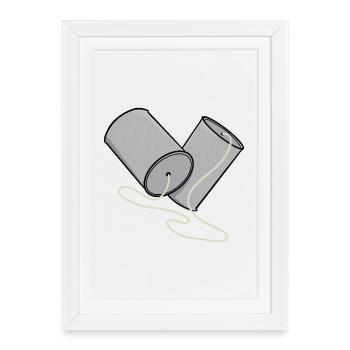Nostalgie du téléphone en conserve - Affiche encadrée (27 × 37 cm) - blanc - Devant