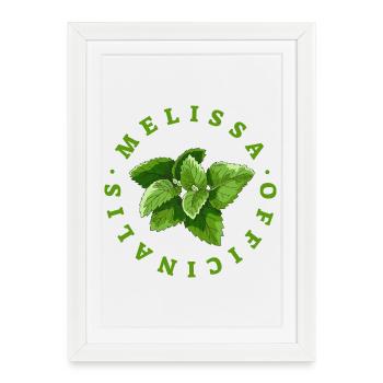 Lemon Balm Leaf Circular Emblem - Framed poster (27 × 37 cm) - white - Front