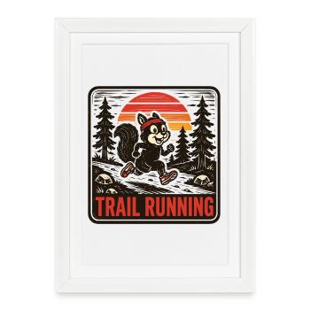 Trail running - Affiche encadrée (27 × 37 cm) - blanc - Devant