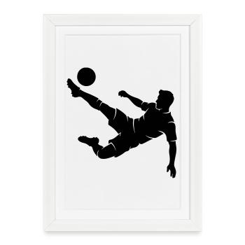 Silhouette de bicyclette du footballeur - Affiche encadrée (27 × 37 cm) - blanc - Devant