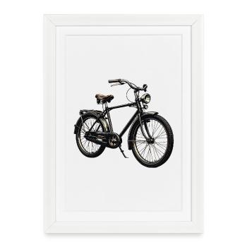 Silhouette de vélo urbain vintage - Affiche encadrée (27 × 37 cm) - blanc - Devant