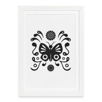 Bohème papillon L noir mat - Affiche encadrée (27 × 37 cm) - blanc - Devant