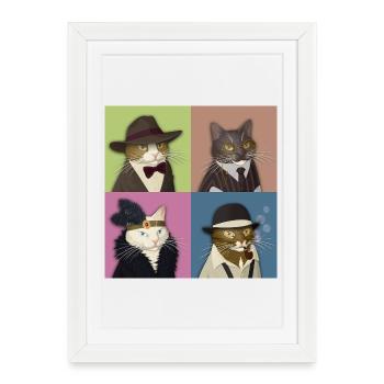 Dapper Cats Quartet - Framed poster (27 × 37 cm) - white - Front