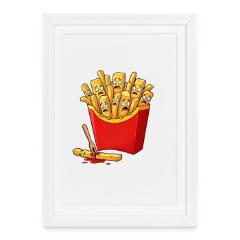 Frites effrayées - Conception de bandes dessinées - Affiche encadrée (27 × 37 cm) - blanc - Devant