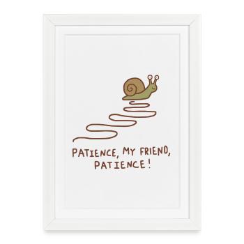 Escargot de la Patience - Affiche encadrée (27 × 37 cm) - blanc - Devant