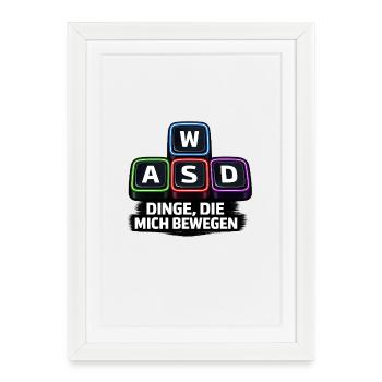 WASD Neon Dinge die mich bewegen PC - Gerahmtes Poster (27 × 37 cm) - Weiß - Vorne
