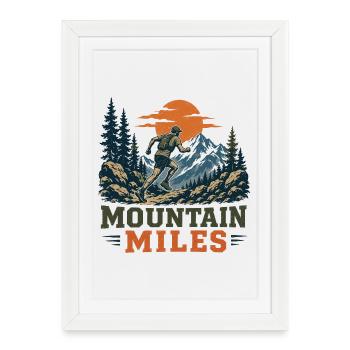 Trail Running - Mountain Miles - Framed poster (27 × 37 cm) - white - Front