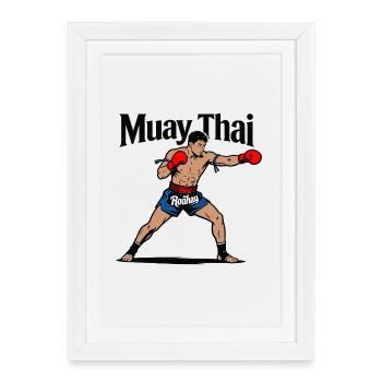 Muay Thai Kickboxing - Affiche encadrée (27 × 37 cm) - blanc - Devant