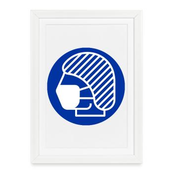 Filet à cheveux et masque facial, médecin, infirmière - Affiche encadrée (27 × 37 cm) - blanc - Devant