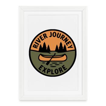 Excursion en canoë Badge River Sports nautiques Pagaie - Affiche encadrée (27 × 37 cm) - blanc - Devant