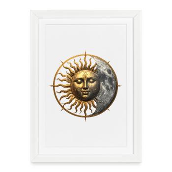 Sun Moon Emblem Vintage - Framed poster (27 × 37 cm) - white - Front