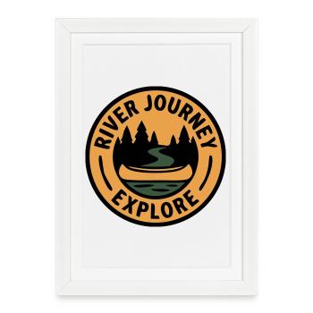Excursion en canoë sur la rivière Sports nautiques Aventure de pagaie - Affiche encadrée (27 × 37 cm) - blanc - Devant