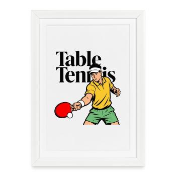 Tennis de table - Affiche encadrée (27 × 37 cm) - blanc - Devant
