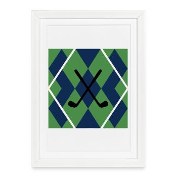 Clubs de golf Modèle Argyle Clubs de golf masculins - Affiche encadrée (27 × 37 cm) - blanc - Devant