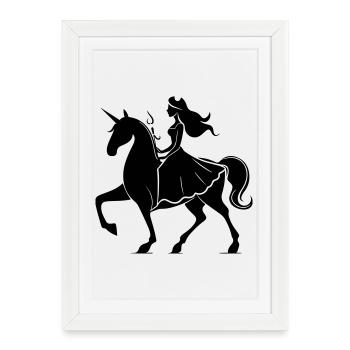 Princesse Licorne - Affiche encadrée (27 × 37 cm) - blanc - Devant