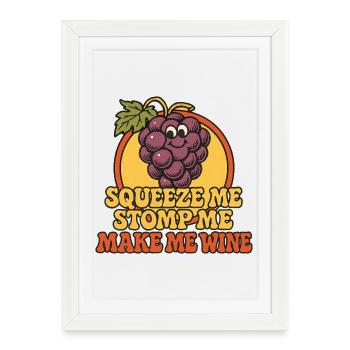 Grape Squeeze Wine Graphique rétro - Affiche encadrée (27 × 37 cm) - blanc - Devant