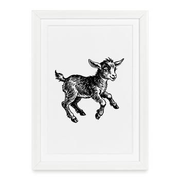 Bébé Chèvre Sauteur - Affiche encadrée (27 × 37 cm) - blanc - Devant