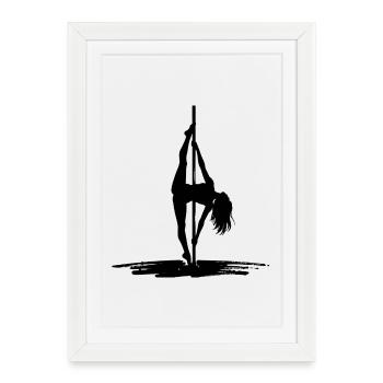 Silhouette sexy de pole dance – Athlétique et élégante - Affiche encadrée (27 × 37 cm) - blanc - Devant