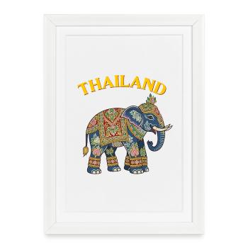 Éléphant de Thaïlande - Affiche encadrée (27 × 37 cm) - blanc - Devant