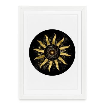 Soleil d'Or Éclipse Noire - Affiche encadrée (27 × 37 cm) - blanc - Devant