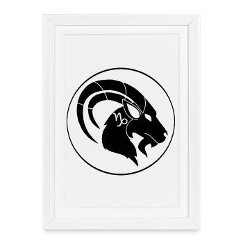 Signe astrologique du capricorne (noir) - Affiche encadrée (27 × 37 cm) - blanc - Devant
