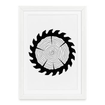 Disque en bois de la lame de scie charpentiere - Affiche encadrée (27 × 37 cm) - blanc - Devant