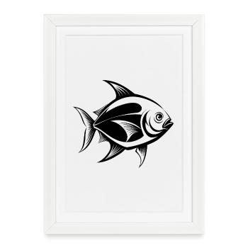 Golden Pompano Fish - Framed poster (27 × 37 cm) - white - Front