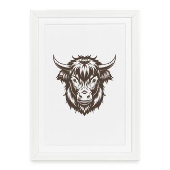 Highland Cow - Framed poster (27 × 37 cm) - white - Front