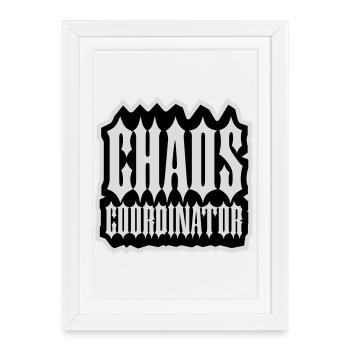Coordinateur du Chaos Titre drôle Parents Teacher Logo - Affiche encadrée (27 × 37 cm) - blanc - Devant