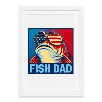Papa poisson patriote – Papa poisson drôle pour - Affiche encadrée (27 × 37 cm) - blanc - Devant