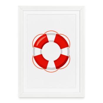 Bouée de sauvetage rouge - Affiche encadrée (27 × 37 cm) - blanc - Devant