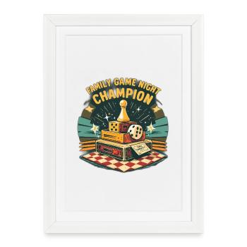 Champion de la soirée de jeux en famille - Affiche encadrée (27 × 37 cm) - blanc - Devant
