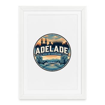 Retro Adelaide River Torrens Travel Badge - Framed poster (27 × 37 cm) - white - Front