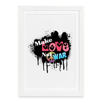 Amour et paix, pas guerre - Affiche encadrée (27 × 37 cm) - blanc - Devant