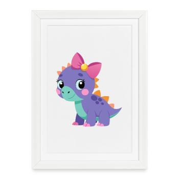 Tricératops fille - Affiche encadrée (27 × 37 cm) - blanc - Devant