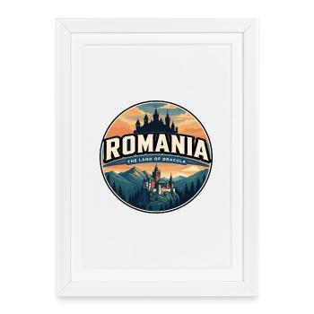 Insigne du château de Bran en Roumanie rétro - Affiche encadrée (27 × 37 cm) - blanc - Devant