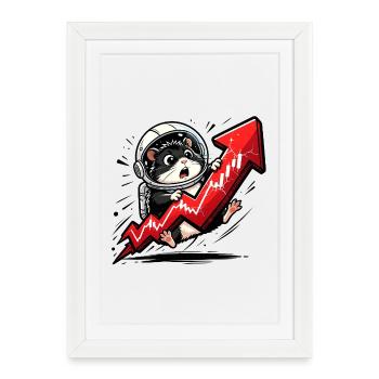 Crypto Hamster - Bitcoin Trader Motif T-Shirt - Framed poster (27 × 37 cm) - white - Front