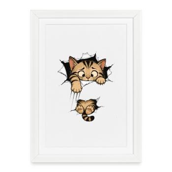 Chat Drôle - Affiche encadrée (27 × 37 cm) - blanc - Devant