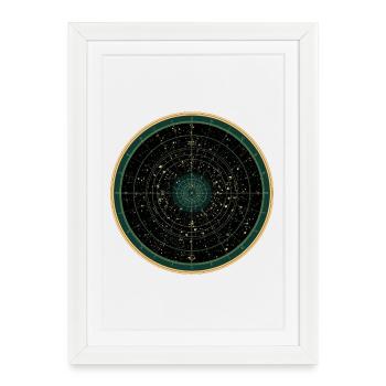 Symbole graphique du ciel nocturne de Polarstern - Affiche encadrée (27 × 37 cm) - blanc - Devant